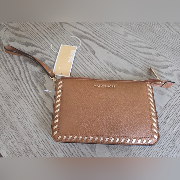 Michael Kors Leather Wristlet with Gold Details - Picture 1 of 11